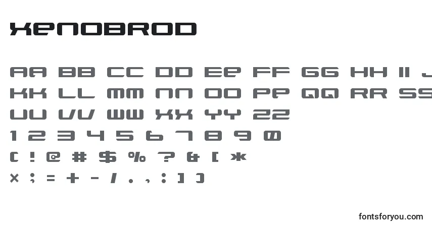Schriftart Xenobrod – Alphabet, Zahlen, spezielle Symbole