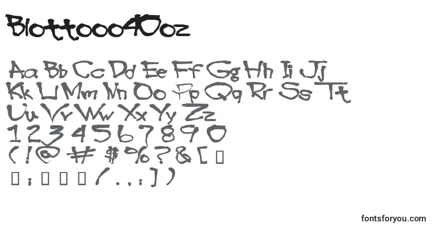 Schriftart Blottooo40oz – Alphabet, Zahlen, spezielle Symbole