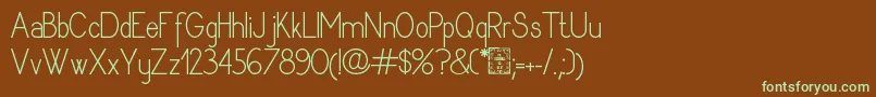 フォントDyaneRegular – 緑色の文字が茶色の背景にあります。