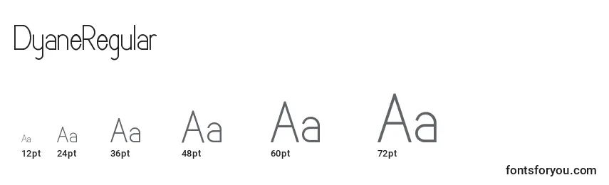 DyaneRegular Font Sizes