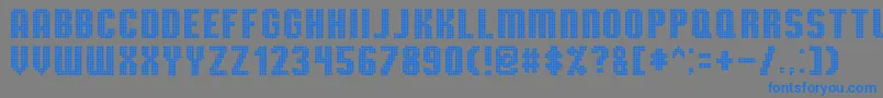 フォントTmbgSevereTireDamage – 灰色の背景に青い文字
