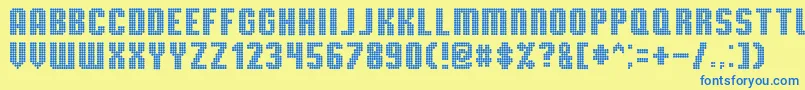 TmbgSevereTireDamage Font – Blue Fonts on Yellow Background