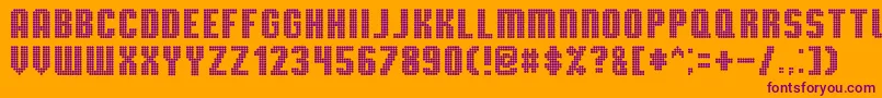 TmbgSevereTireDamage-fontti – violetit fontit oranssilla taustalla