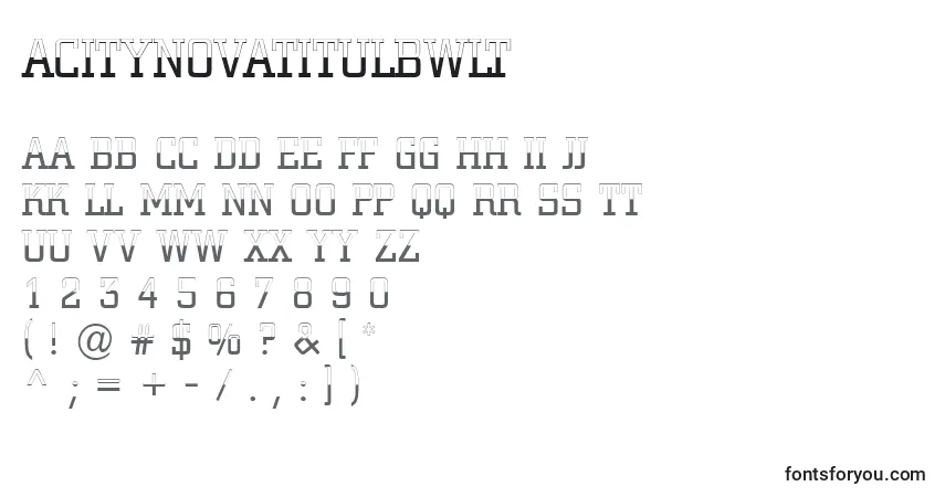 Fuente ACitynovatitulbwlt - alfabeto, números, caracteres especiales