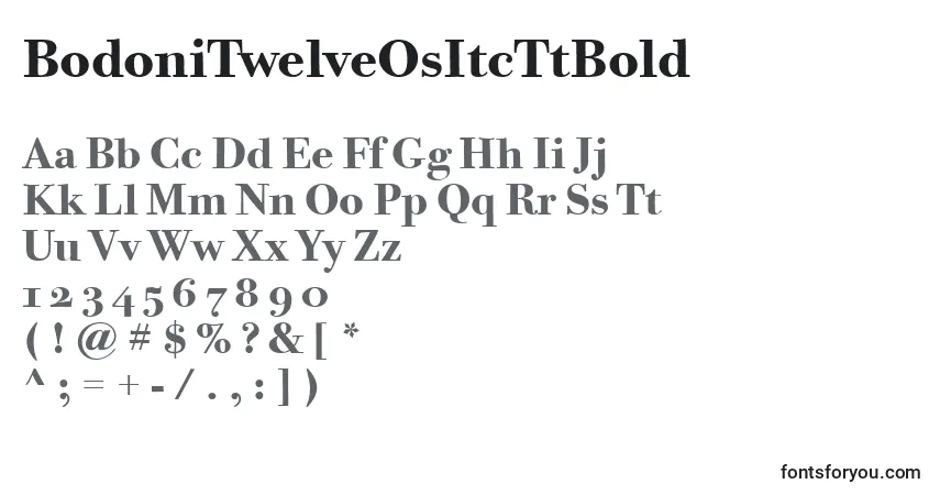 Czcionka BodoniTwelveOsItcTtBold – alfabet, cyfry, specjalne znaki