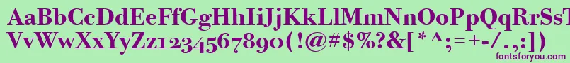 BodoniTwelveOsItcTtBold Font – Purple Fonts on Green Background
