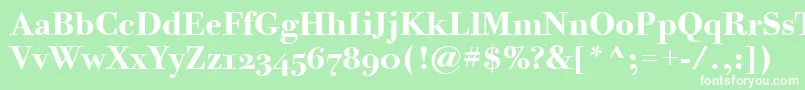 フォントBodoniTwelveOsItcTtBold – 緑の背景に白い文字