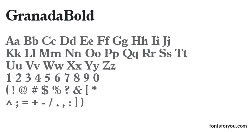 Шрифт GranadaBold – алфавит, цифры, специальные символы