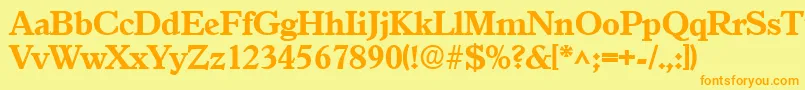 フォントGranadaBold – オレンジの文字が黄色の背景にあります。