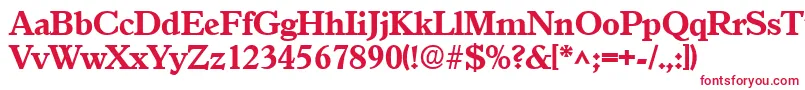 フォントGranadaBold – 白い背景に赤い文字