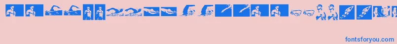 Swim Font – Blue Fonts on Pink Background