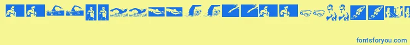 Swim Font – Blue Fonts on Yellow Background