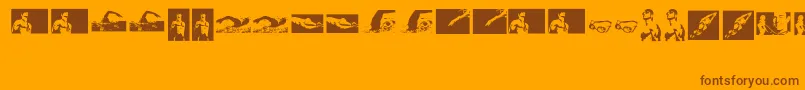 Swim Font – Brown Fonts on Orange Background