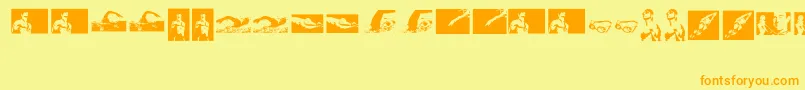 Swim Font – Orange Fonts on Yellow Background
