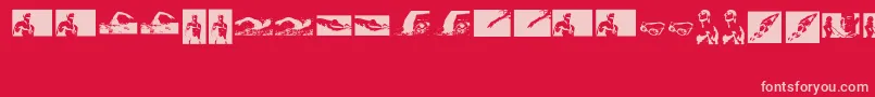 Swim Font – Pink Fonts on Red Background