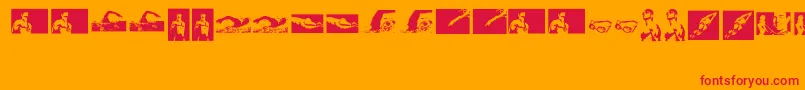 Swim Font – Red Fonts on Orange Background