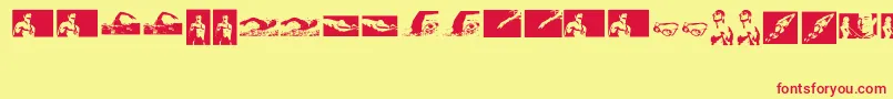 Weitere Informationen zur Swim-Schriftart Swim-Schriftart – Rote Schriften auf gelbem Hintergrund