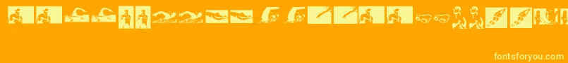 Swim Font – Yellow Fonts on Orange Background