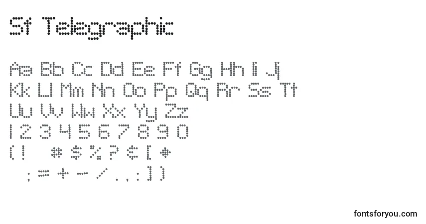 A fonte Sf Telegraphic – alfabeto, números, caracteres especiais