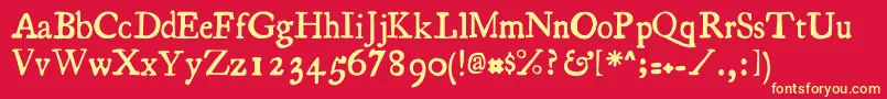 フォントEssays – 黄色の文字、赤い背景