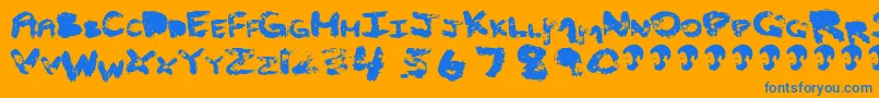 OpnCleaghE-Schriftart – Blaue Schriften auf orangefarbenem Hintergrund