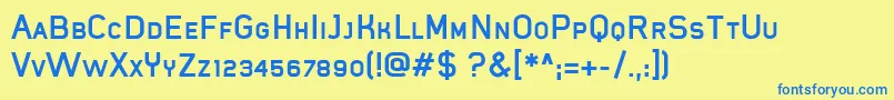 Weitere Informationen zur MistergiaccoBoldcaps-Schriftart MistergiaccoBoldcaps-Schriftart – Blaue Schriften auf gelbem Hintergrund