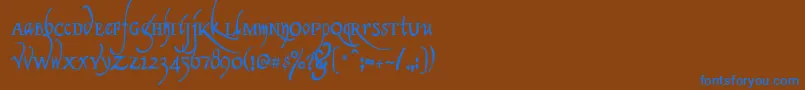 フォントClerica – 茶色の背景に青い文字