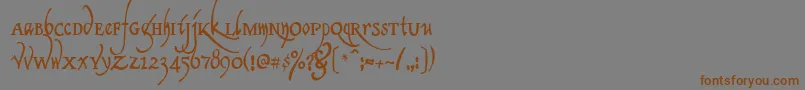 フォントClerica – 茶色の文字が灰色の背景にあります。