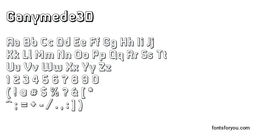 Czcionka Ganymede3D – alfabet, cyfry, specjalne znaki