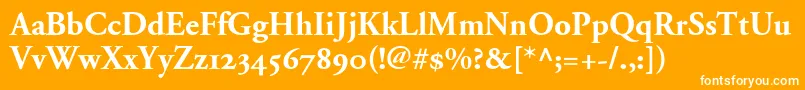 AdobeGaramondBoldOldstyleFigures-Schriftart – Weiße Schriften auf orangefarbenem Hintergrund