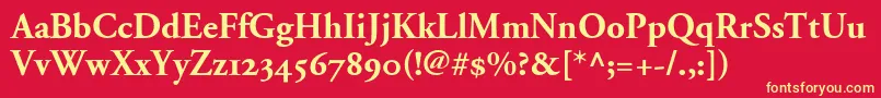 Czcionka AdobeGaramondBoldOldstyleFigures – żółte czcionki na czerwonym tle