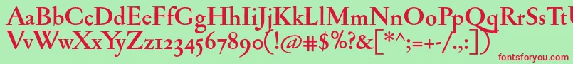 JannonmedosfBold Font – Red Fonts on Green Background