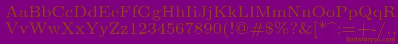 Lmroman7Regular-Schriftart – Braune Schriften auf violettem Hintergrund