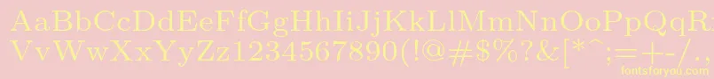 Lmroman7Regular-Schriftart – Gelbe Schriften auf rosa Hintergrund