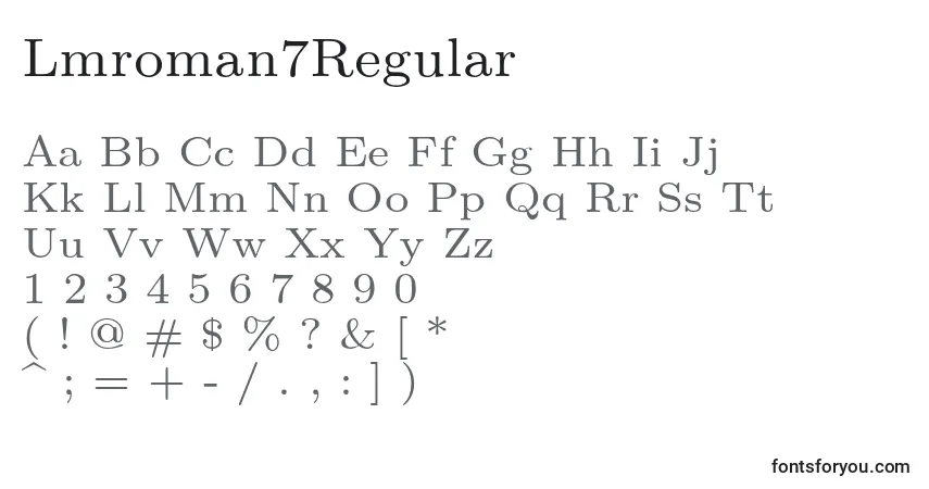 characters of lmroman7regular font, letter of lmroman7regular font, alphabet of  lmroman7regular font