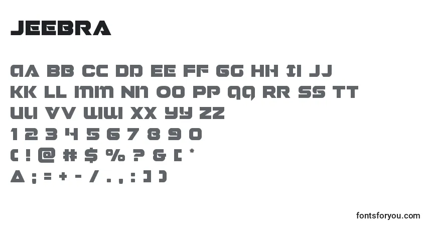 characters of jeebra font, letter of jeebra font, alphabet of  jeebra font