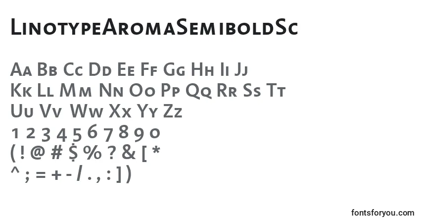 characters of linotypearomasemiboldsc font, letter of linotypearomasemiboldsc font, alphabet of  linotypearomasemiboldsc font