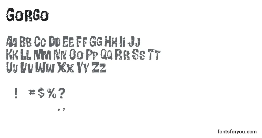 characters of gorgo font, letter of gorgo font, alphabet of  gorgo font
