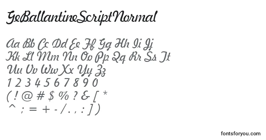 Czcionka GeBallantineScriptNormal – alfabet, cyfry, specjalne znaki