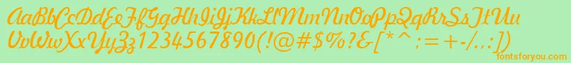 GeBallantineScriptNormal Font – Orange Fonts on Green Background