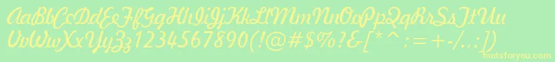 GeBallantineScriptNormal-Schriftart – Gelbe Schriften auf grünem Hintergrund