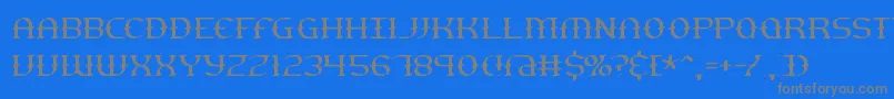 フォントGestureThinBrk – 青い背景に灰色の文字