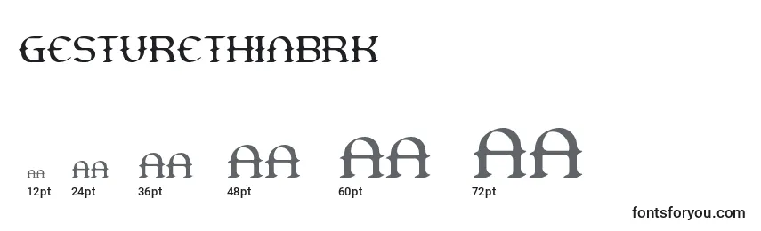 Размеры шрифта GestureThinBrk