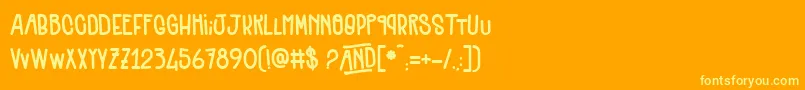 Quenelles-Schriftart – Gelbe Schriften auf orangefarbenem Hintergrund