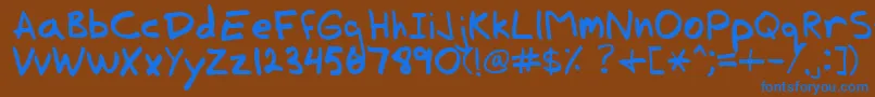 フォントLucas – 茶色の背景に青い文字