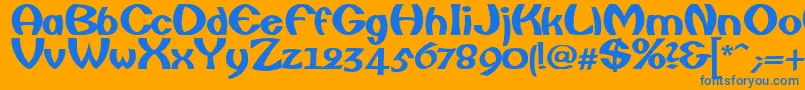 FishermanBold-Schriftart – Blaue Schriften auf orangefarbenem Hintergrund