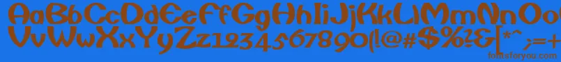 フォントFishermanBold – 茶色の文字が青い背景にあります。