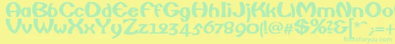 フォントFishermanBold – 黄色い背景に緑の文字