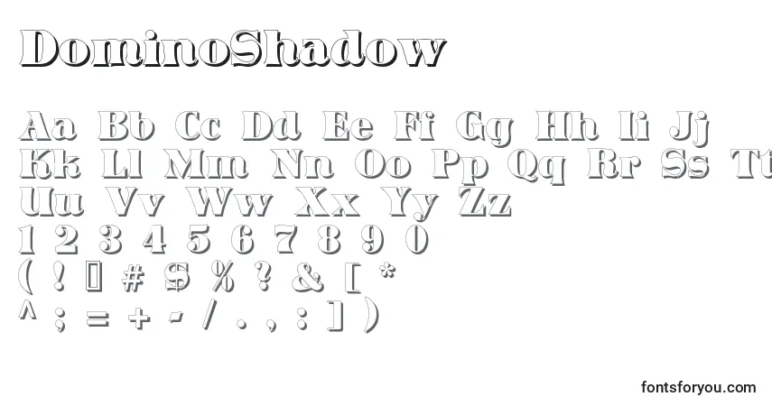 A fonte DominoShadow – alfabeto, números, caracteres especiais