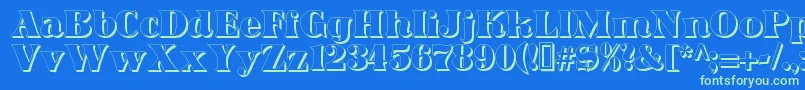 DominoShadow Font – Green Fonts on Blue Background